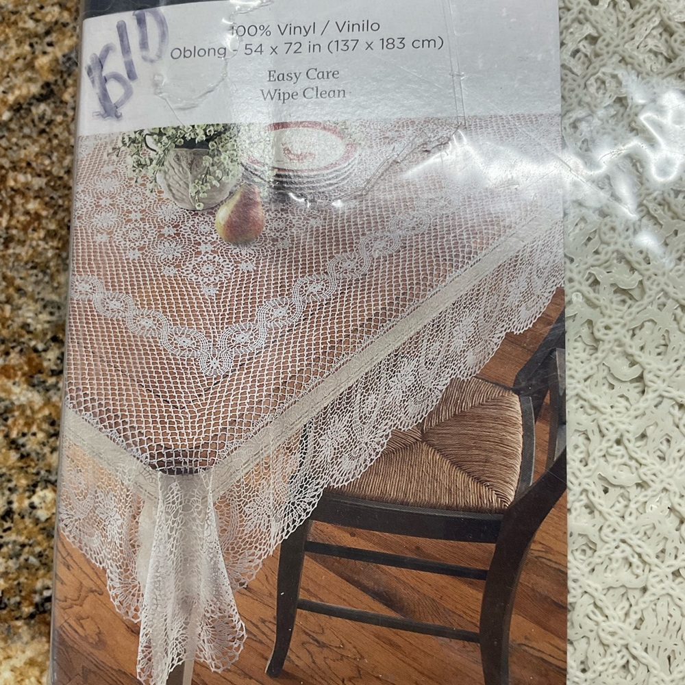 Elegant White Lace Vinyl Tablecloth